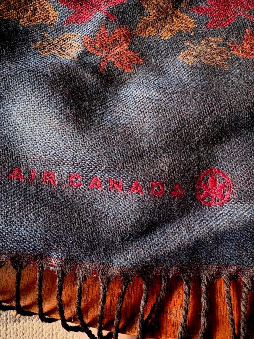 Vintage Y2K Air Canada Uniform Reversible 100% Wood Scarf CA31360 Model 1938